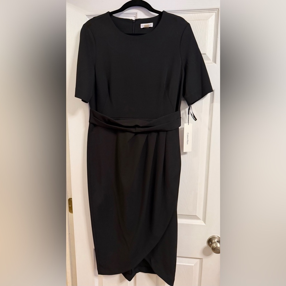 Calvin Klein Classic Black Faux Wrap Dress